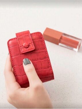 Red Croc-Embossed Phone Card Wallet Case - Unbranded